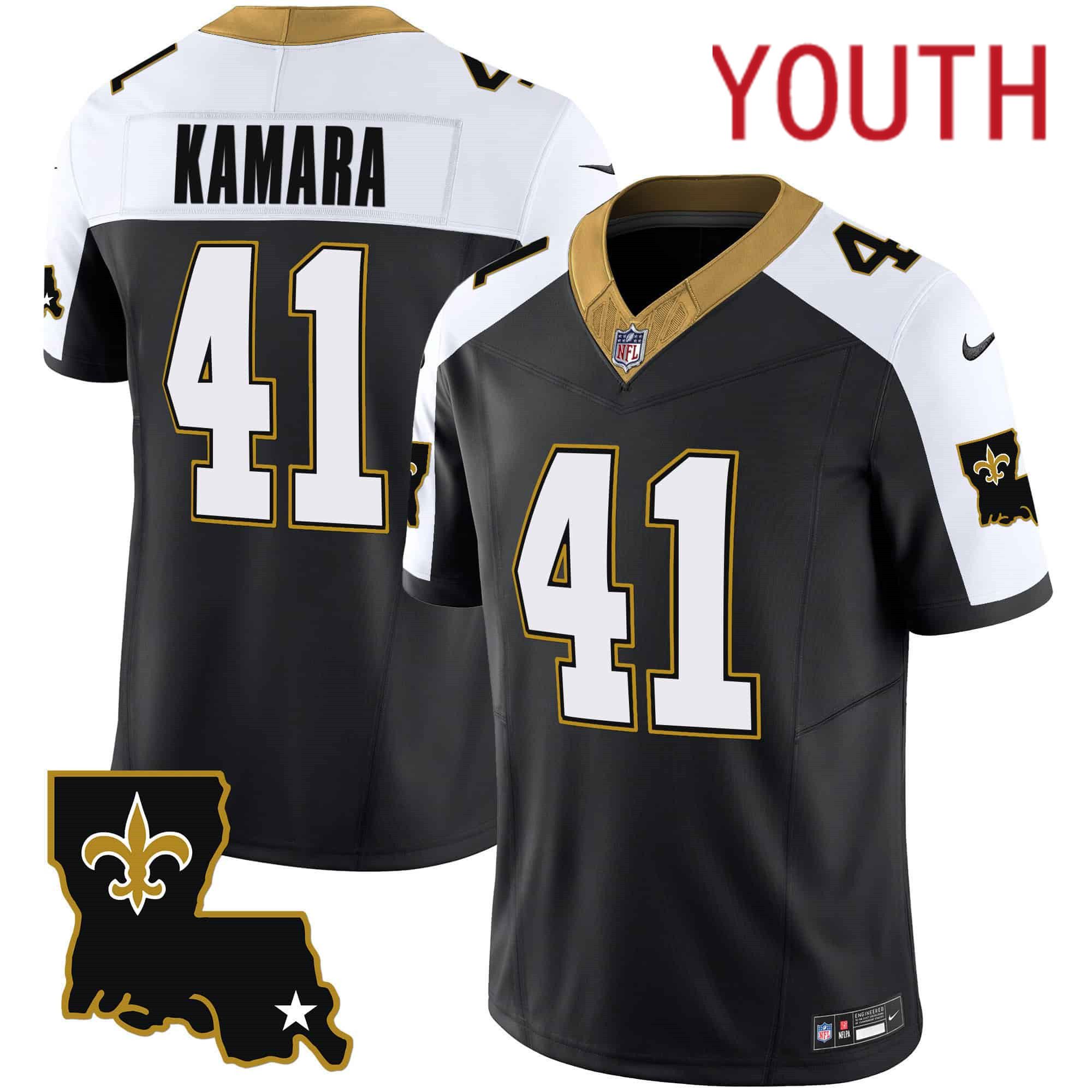 Youth New Orleans Saints 41 Kamara Black 2024 Nike 1987 Legacy Vapor Limited NFL Jersey